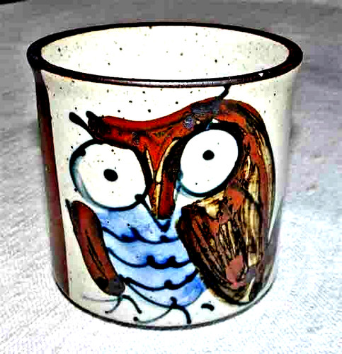 Becher eule keramik - eule,
