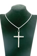 Halskette Schmuck Männer Frauen Edelstahl Silber Großes Kreuz Anhänger Christlic