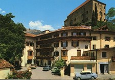 Ak Schenna bei Meran,Hotel "Schlosswirt", mit BMW 700 Coupe, Fiat 1100, 125