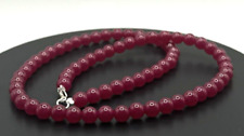6 mm Natur Roter Rubin (Korund) Edelstein Kette 45cm (KD-3)