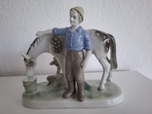 Porzellan pferd mit - pferd, bauer