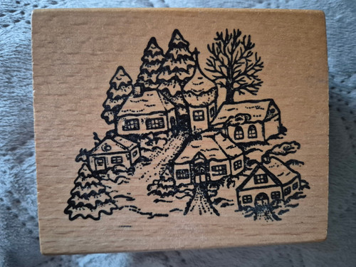 Holzstempel winterlandschaft - holzstempel,