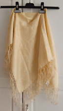 Trachten Tuch Fransen Gelb Quadratisch Florales Muster Damen Neuwertig
