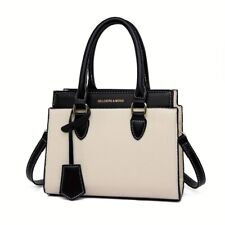 Handtasche Damen / Farbe creme-schwarz / Kunstleder / neu