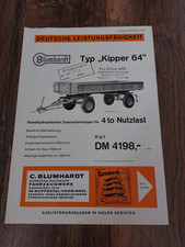 Original Prospekt Blumhardt Typ Kipper 64 Anhänger Traktor Landwirtschaft