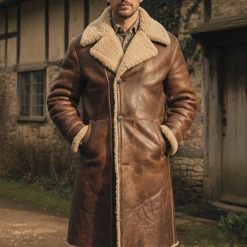 Herren langer lammfellmantel - langer,