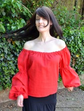 Leinenbluse rot Bluse lang
