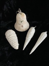 4 x Weihnachtsschmuck Eiszapfen Zapfen Glocke Watte Pappe ? Glas