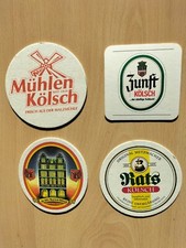 4 Bierdeckel Kölsch, Zunft, Mühlen, Metzmacher Rats, Peters Brauhaus 