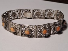 Altes filigranes Armband Silber 800 mit Korallen Trachtenschmuck L:20cm B:1,5cm