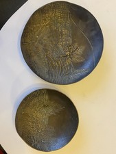 Wand-Teller Messing Bronze Bäume Felder