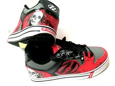 Heelys Motion Plus Red Skulls SchuhRollen Heelies Gr. 35 Verklebungen Defekt