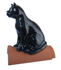 Dachschmuck | Firstschmuck | Firstfigur | Katze schwarz glasiert