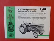 Original alter HELA LANZ SCHMALSPUR D 538 S / 40 PS Traktor Schlepper Prospekt