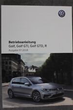 VW Golf. GTI, GTD und R "Juli 2018" Betriebsanleitung Ohne Einträge "UNBENUTZT"