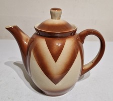 Uralte Art Deco BUNZLAU Kaffeekanne Kanne Spritzdekor um 1930 TOP!