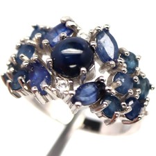 925 Silber 6 Mm. Blauer Saphir