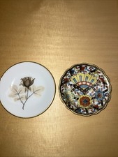 Rosenthal + Volkstedt 2 Mini Teller Ca. 9 cm 1 Rosenstängl Handgemalt