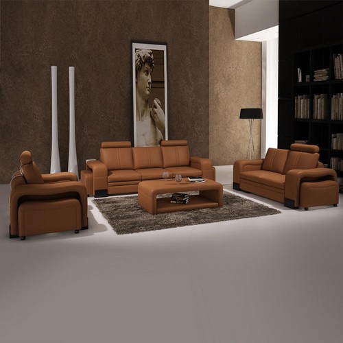 Ledersofa sofagarnitur 1 - ledersofa, 3+2+1