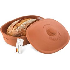Römertopf Keramik Brottopf aus Ton ideal für die Aufbewahrung von Brot und Ge...