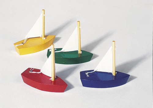 Segelboote 4er set aus holz - set,
