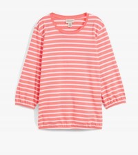 Shirt aus Bio-Baumwolle Gr. 44/46 Rosa Weiß Damenshirt Top Bluse Tunika Neu*