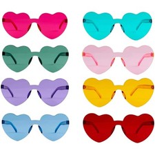 8er Set Herz Hippie Sonnenbrillen Lustige Partybrillen Kinder Erwachsene