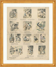 Der kleine Friseur Reinicke Schere Hund Münchener Bilderbogen 1070 Gerahmt