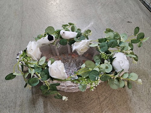 Deko korb weiß oval - oval, blumen