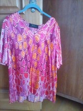 brian rennie Bluse Gr.46 magenta schlange Kurzarm Seide mit Viscose und Elasthan