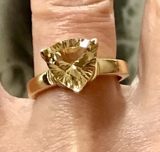 Vintage Ring Citrin? gelber Stein 925 Silber vergoldet Gr.57 18,1