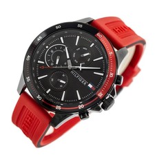 Tommy Hilfiger Herrenuhr 1791722 46mm Roter Sport-Chronograph Edelstahl-Quarzuhr