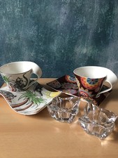 Villeroy&Boch New Wave 2 gr. Cappuccino-Tassen +Platten +Kristallteelichter TOP 