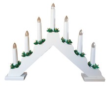 Kerzenbrücke weiß 7 Kerzen Holz Lichterbogen 85000-08 mit Schönheitsfehler 