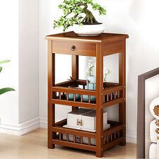 Antik Beistelltisch Holz Nachttisch Sofatisch Couchtisch mit Schublade 3 Etagen