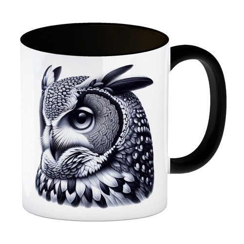 Schwarze eule kaffeebecher - schwarze, in