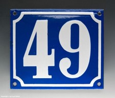 ALTE EMAIL EMAILLE HAUSNUMMER 49 in BLAU/WEISS um 1960...14 x 12 cm