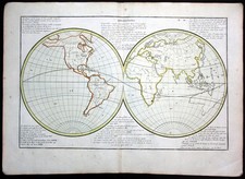 Weltkarte Mappemonde World Map Clouet Kupferstich engraving 1780
