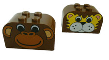 2 x LEGO® Duplo bedruckte Steine Tiergesichter braun wie auf dem Foto.