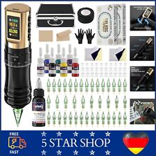 Profi Wireless Tattoo Maschine Set 1800mAh LCD 40 Cartridges 8 Tinte Anfänger
