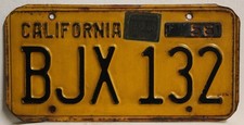 California Nummernschild USA 1956 1960 Kalifornien US Oldtimer Kennzeichen BJX .