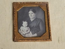 Sehr alte Daguerreotypie ( Photo auf Kupferplatte), Mutter mit Kleinkind