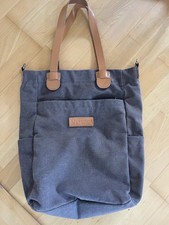 Pragma Style Handtasche Leder Riemen Baumwolle Leinen Milchkaffee Innentaschen