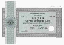 Wanderer München 1986 Schönau Chemnitz Augsburg Kittel Stammaktie 50 DM Fahrrad