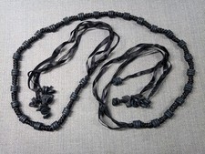 Schwarz Perlen Boho Hippie Band Bindegürtel 35" - 65" 