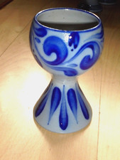 Wein Kelch Römer reich verzierte Handarbeit Steingut Salzglasur 14x9 cm