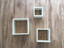 dekorative WÜRFELREGALE HÄNGEREGALE WANDREGALE 3 Stück Holz weiß je 10cm tief