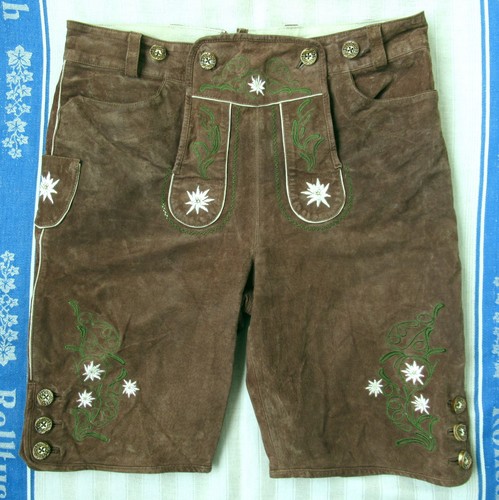 Bestickte braune lederhose - bestickte,