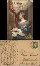 Künstlerkarte Gemälde Kunstwerk (Art) SANTA CÄCILIA Frau am Klavier 1932