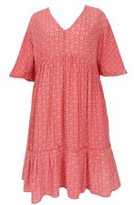 Boho Kurzarm Sommerkleid, Maxikleid, Strandkleid, plus size Sommerkleid - rot